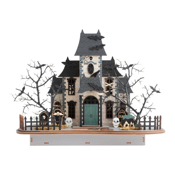 WORLD MARKET HALLOWEEN Laser Cut Wood Midnight Mansion LED Light Up Décor NWT - Picture 4 of 12
